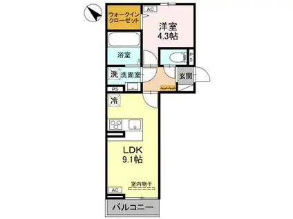 プレミアステイツY(1LDK/3階)の間取り写真