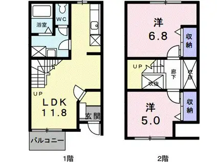 メゾン ソレイユ(2LDK/1階)の間取り写真
