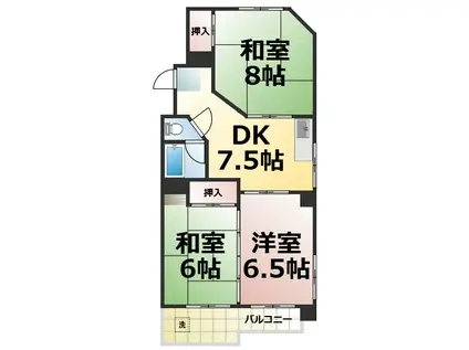 霞ヶ丘ビル(3DK/3階)の間取り写真