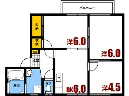 フレグランス御代(3DK/2階)の間取り写真