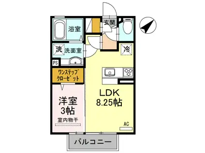 レジデンス フィーユ B棟(1LDK/2階)の間取り写真