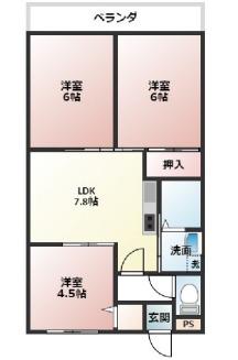 近藤マンション(3DK/1階)の間取り写真