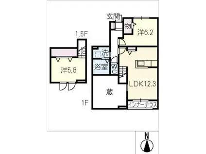ベルリード松下 南棟(2LDK/1階)の間取り写真