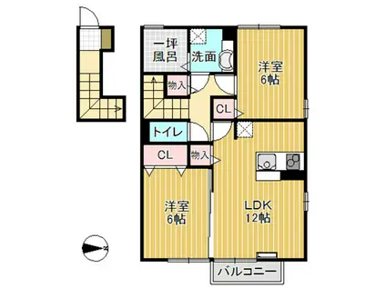 にゅうまごびれっじIIC(2LDK/2階)の間取り写真