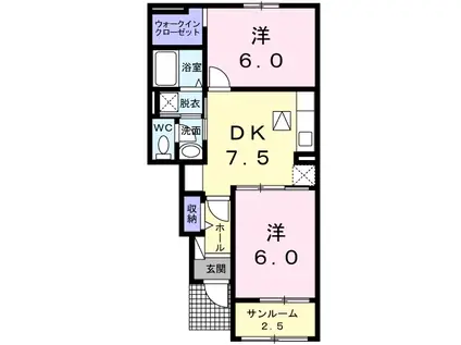 ヴィラ フォレスト II(2DK/1階)の間取り写真