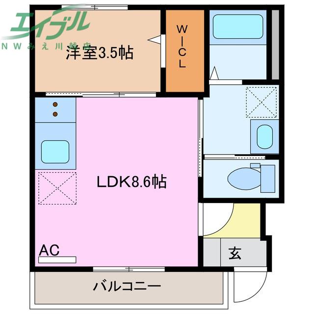 近鉄名古屋線 近鉄長島駅 徒歩10分 2階建 築4年(1LDK/1階)の間取り写真