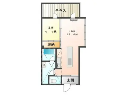 TIMBERED TERRACE(1LDK/3階)の間取り写真