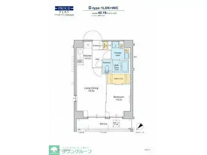 プラウドフラット墨田曳舟(1LDK/4階)の間取り写真