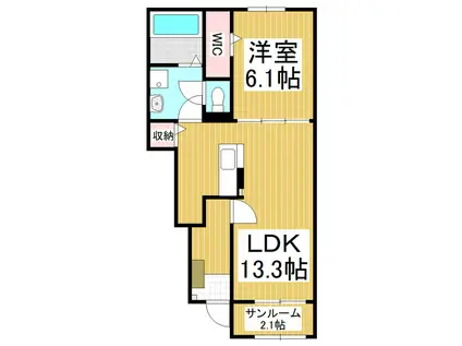 フィールドヒル 塩尻I(1LDK/1階)の間取り写真