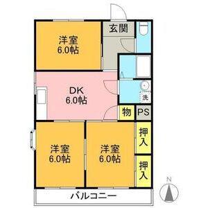第2磯部コーポ(3DK/2階)の間取り写真