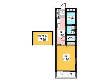 OKメゾン六会(1K/2階)の間取り写真