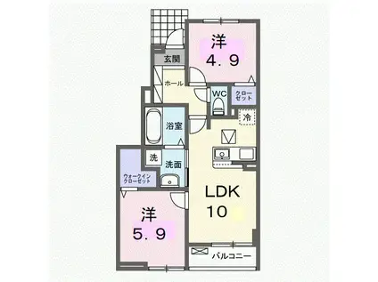 フランA(2LDK/1階)の間取り写真