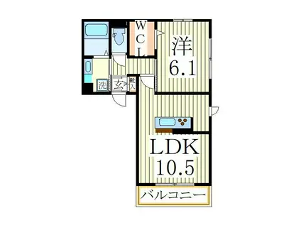 フォレストヴィラ(1LDK/2階)の間取り写真