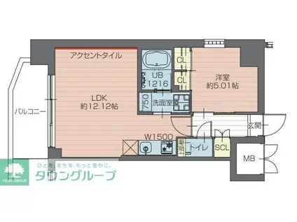 プレジオ川口ASIAN(1LDK/4階)の間取り写真