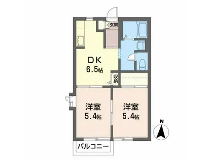 ルミエールコートIIIC(2DK/2階)の間取り写真