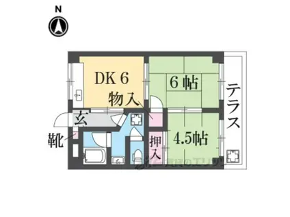 OMレジデンス八戸ノ里(2DK/5階)の間取り写真