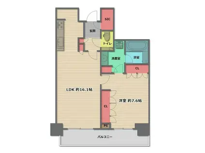グランドメゾン新梅田タワー THE CLUB RESIDENCE(1LDK/4階)の間取り写真
