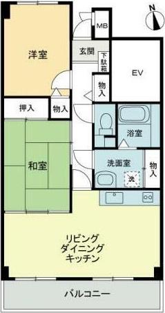 スカール明日香(2LDK/1階)の間取り写真