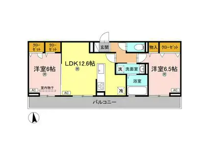 ヴィクトリア 工ディ(2LDK/3階)の間取り写真