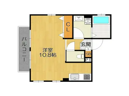 グランドソレイユ(ワンルーム/2階)の間取り写真