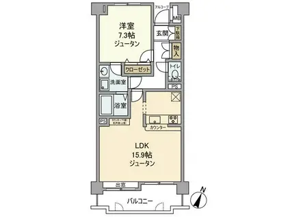 エヴァーグリーン東立石(1LDK/4階)の間取り写真