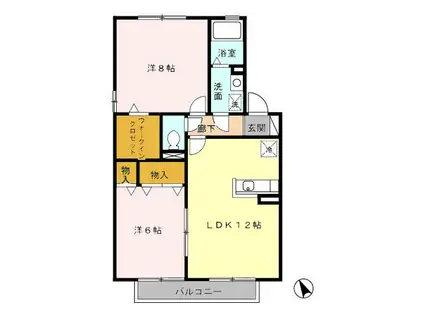 アメニティモア B(2LDK/2階)の間取り写真