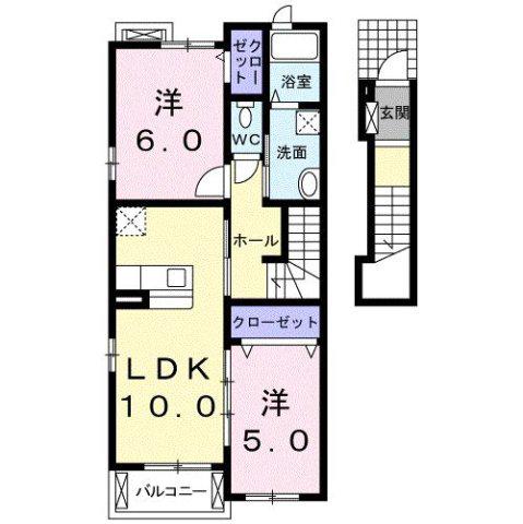 スターリースカイ(2LDK/2階)の間取り写真