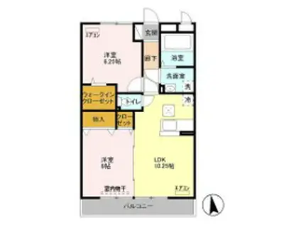 Tスクエア 2番館(2LDK/1階)の間取り写真