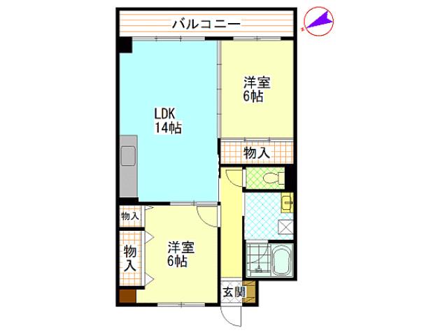 ヤスダビル7(2LDK/6階)の間取り写真