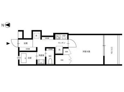 クレル西川原 南棟(1K/1階)の間取り写真