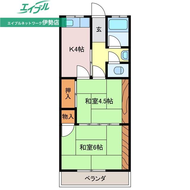 マンションハセガワ(2K/1階)の間取り写真