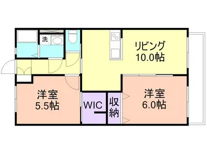 ローパスI(2LDK/1階)の間取り写真