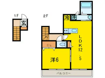 LUST STRAHL(1LDK/2階)の間取り写真