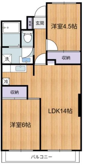 エルムヒルズNARUSAWA(2LDK/3階)の間取り写真