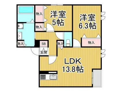 リゼ西宮仁川(1SLDK/3階)の間取り写真
