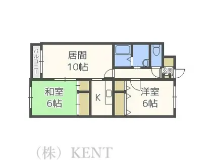 ドエル西町(2LDK/2階)の間取り写真
