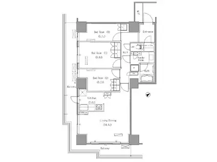 パークアクシス豊洲(3LDK/14階)の間取り写真