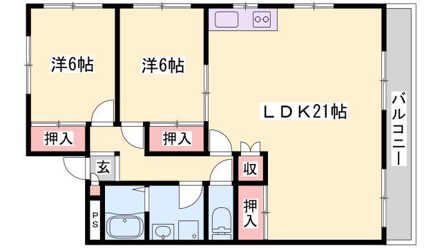 プラザ澤田(2LDK/2階)の間取り写真
