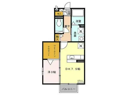 フェールクク(1DK/2階)の間取り写真