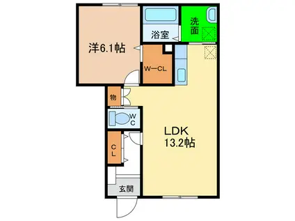 セントロイエル領家(1LDK/1階)の間取り写真