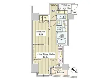セレサ日本橋堀留町(1LDK/5階)の間取り写真