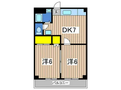 清水マンション(2DK/1階)の間取り写真