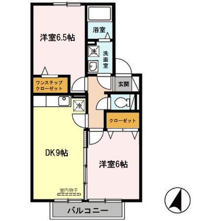 ウエストハイツ(2DK/2階)の間取り写真