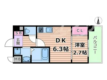 ALIVIS放出(1K/2階)の間取り写真