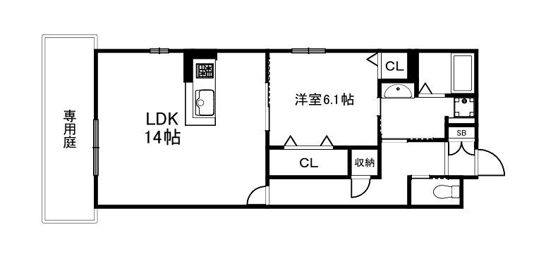 COMFY COURT五条西洞院(1LDK/1階)の間取り写真