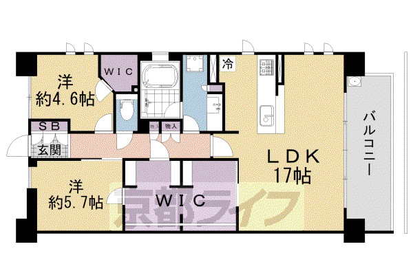 シエリア京都山科(2SLDK/7階)の間取り写真