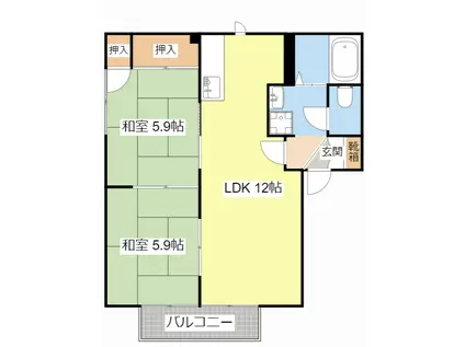 コーポアルバ(2LDK/1階)の間取り写真