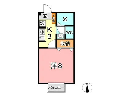 セジュール大樹(1K/2階)の間取り写真