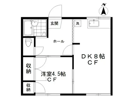パークメゾン元住吉(1DK/2階)の間取り写真