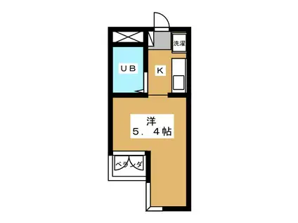 フレクションB(ワンルーム/3階)の間取り写真